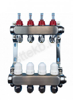 Коллекторная группа 1"х 3/4" нерж.сталь с расходомерами (НЕ включая ЕвроКонус),  12 расходов RITABLE - Сантехтрейд - Интернет-магазин сантехники г. Екатеринбург