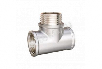 Тройник 1/2" DN15 ВР/НР/ВР латунь никель  LD - Сантехтрейд - Интернет-магазин сантехники г. Екатеринбург