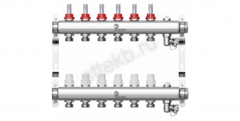 Коллектор нерж.Wester 1"-3/4 в сборе с расходомерами на 6 выходов - Сантехтрейд - Интернет-магазин сантехники г. Екатеринбург