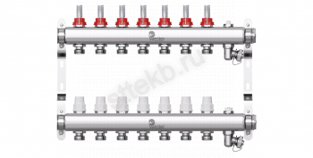 Коллектор нерж. Wester 1"-3/4 в сборе с расходомерами на 7 выходов - Сантехтрейд - Интернет-магазин сантехники г. Екатеринбург
