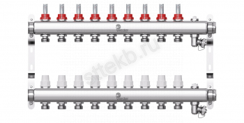 Коллектор нерж.Wester 1"-3/4 в сборе с расходомерами на 9 выходов - Сантехтрейд - Интернет-магазин сантехники г. Екатеринбург