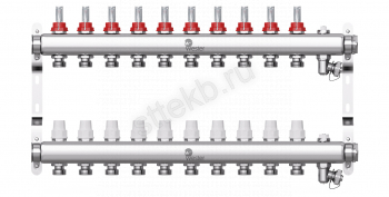 Коллектор нерж. Wester 1"-3/4 в сборе с расходомерами на 10 выходов - Сантехтрейд - Интернет-магазин сантехники г. Екатеринбург