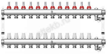Коллектор нерж. Wester 1"-3/4 в сборе с расходомерами на 12 выходов - Сантехтрейд - Интернет-магазин сантехники г. Екатеринбург