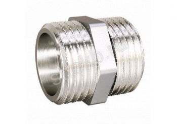 Ниппель 1 1/4" DN32 НР/НР латунь никель LD - Сантехтрейд - Интернет-магазин сантехники г. Екатеринбург