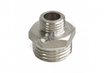 Ниппель переходной 3/4"х 1/2" НР латунь никель VALFEX - Сантехтрейд - Интернет-магазин сантехники г. Екатеринбург