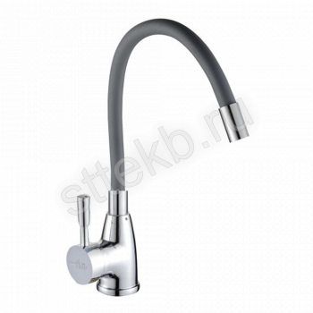 Смеситель FLOE FK234-DS для кухни, 40 мм, на гайке, с боковой штыревой ручкой, с гибким серым изливом - Сантехтрейд - Интернет-магазин сантехники г. Екатеринбург