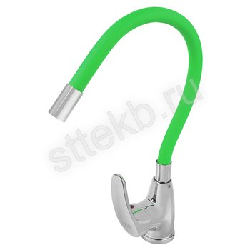 Смеситель FLOE FK234-GG для кухни, 40 мм, на гайке, с боковой металлической ручкой, с гибким салатовым изливом - Сантехтрейд - Интернет-магазин сантехники г. Екатеринбург